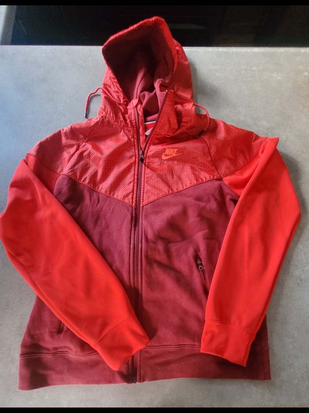 Nike AIR Red Colorblock Full-Zip Hoodie